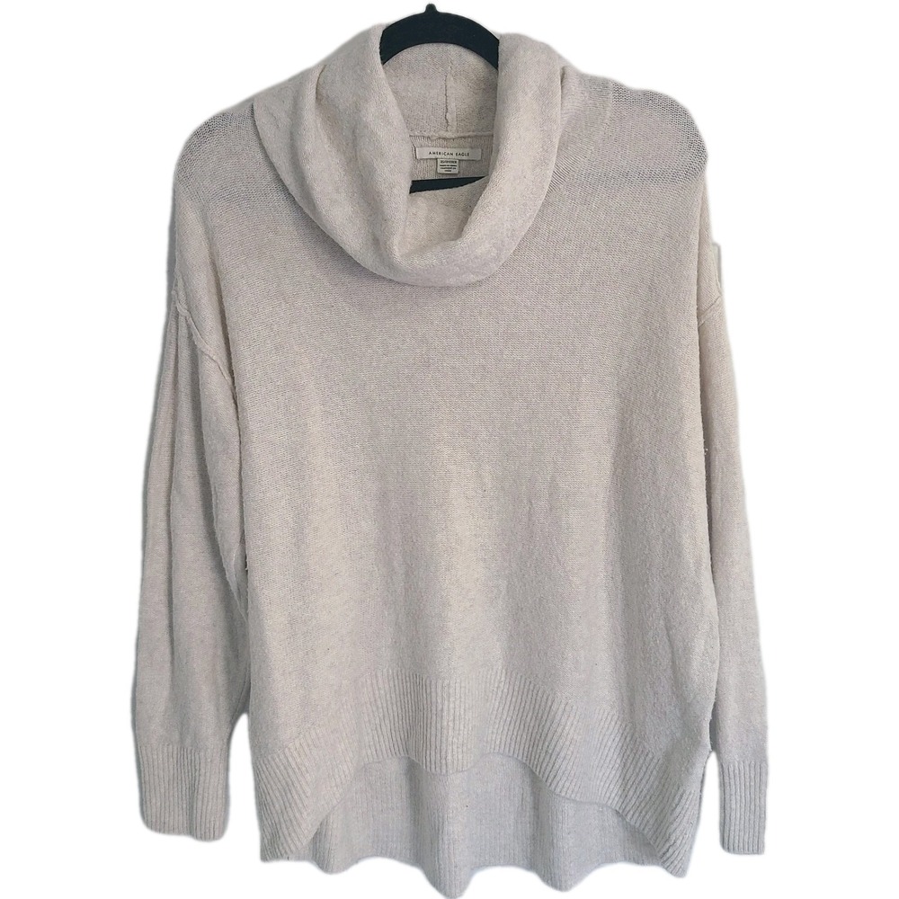 American Eagle Women's Beige Cowl Neck Pullover Sweater XS‎ Long Sleeve